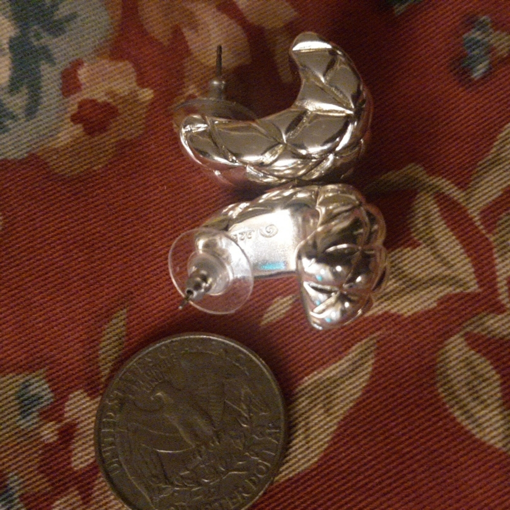 Sterling Silver Patterned Earrings - image 2